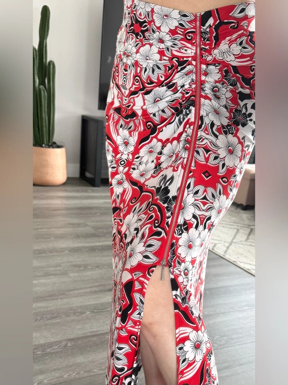 Red & Black Floral Skirt